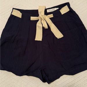 Navy shorts with belted waist